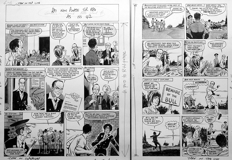 Please Sir! A Load Of Bull (TWO pages) (Originals) by Graham Allen Art at The Illustration Art Gallery