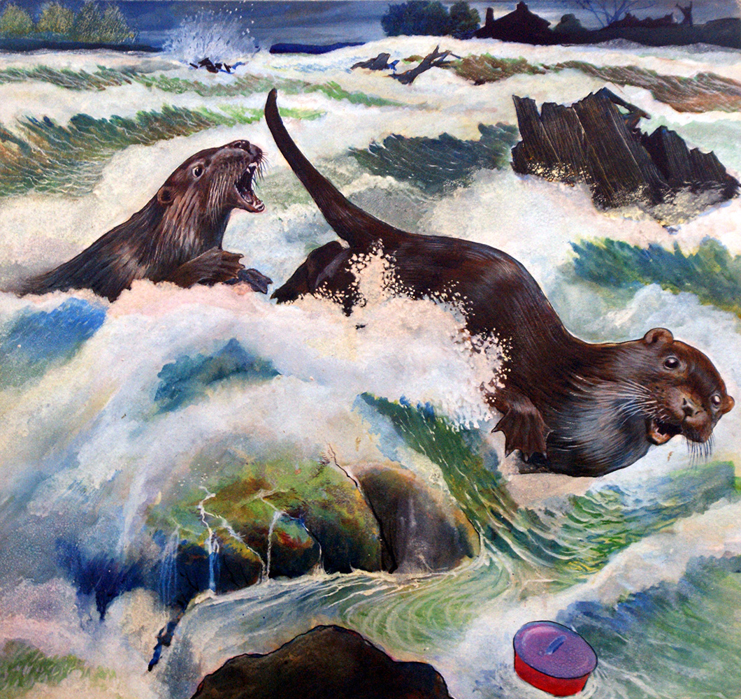 Otters (Original) art by G W Backhouse Art at The Illustration Art Gallery