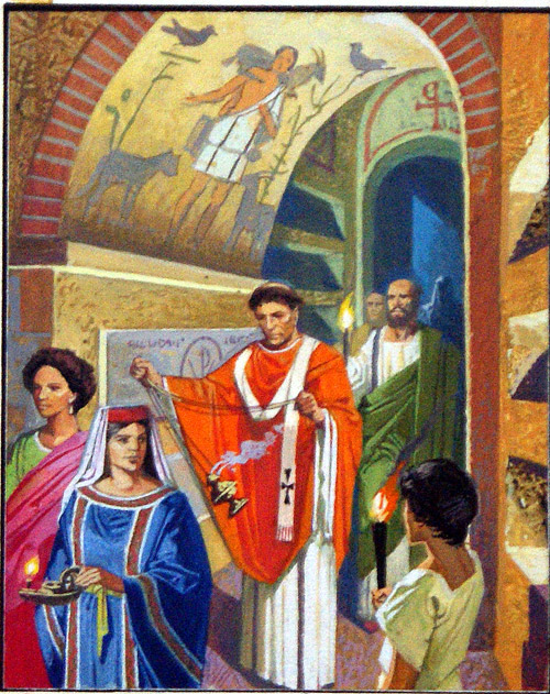 Early Christians in Rome (Original) by Severino Baraldi Art at The Illustration Art Gallery
