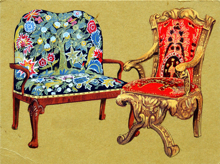 Decorative Chairs (Original) by Jesus Blasco Art at The Illustration Art Gallery