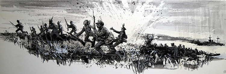 Charge at Gallipoli (Original) (Signed) by Ralph Bruce Art at The Illustration Art Gallery