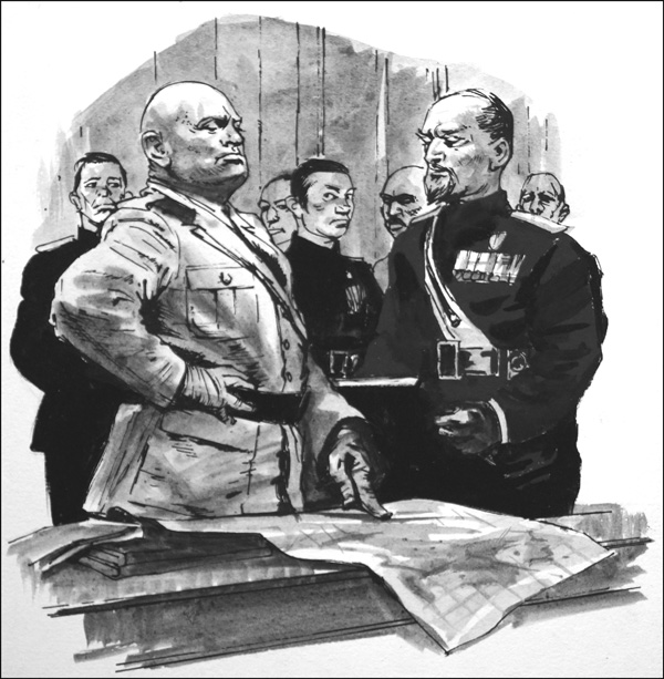 Mussolini Giving Orders (Original) (Signed) by Ralph Bruce Art at The Illustration Art Gallery