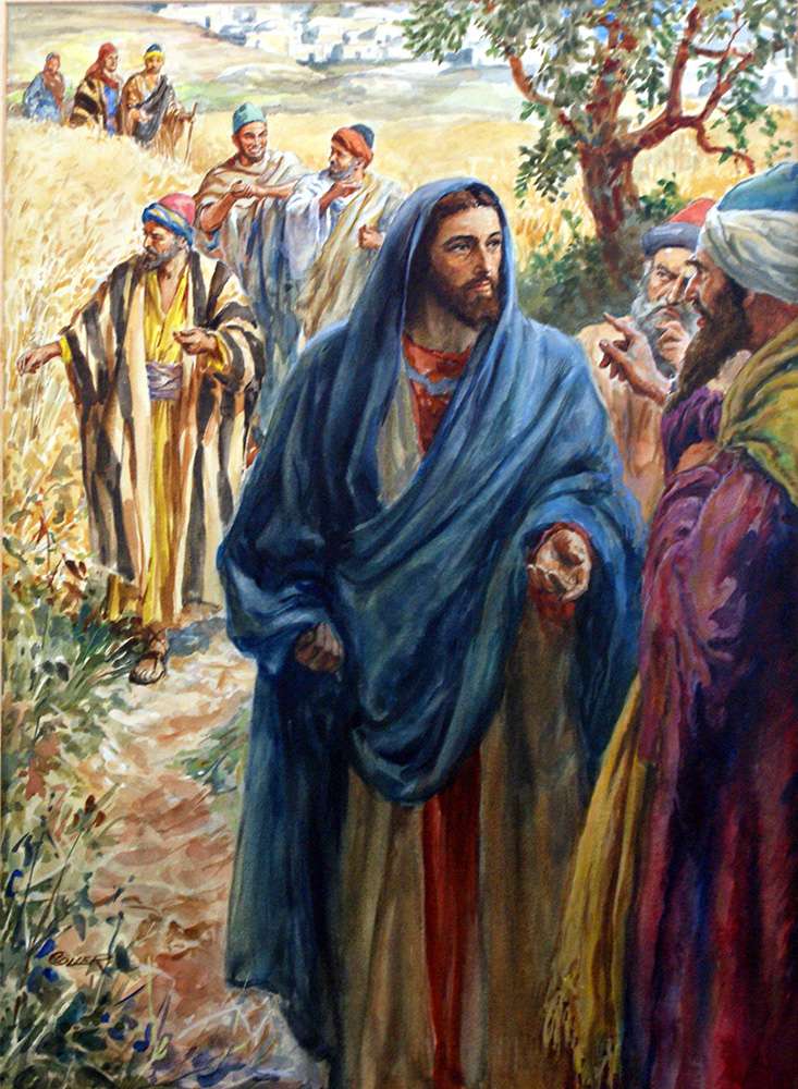Jesus and Disciples in Cornfield (Original) (Signed) art by Henry Coller at The Illustration Art Gallery