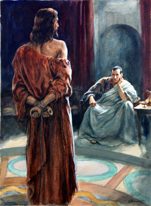 Jesus and Pontius Pilate (Original) (Signed) by Henry Coller at The Illustration Art Gallery