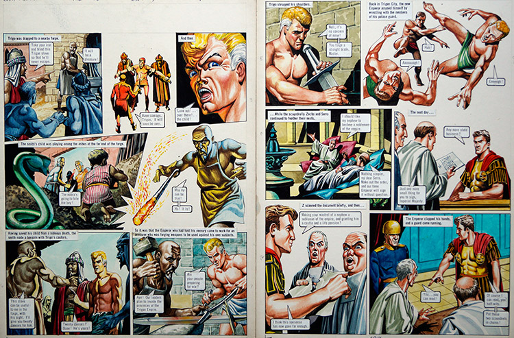 The Armourer from 'The Stone of Vorg' (TWO pages) (Originals) by Philip Corke at The Illustration Art Gallery