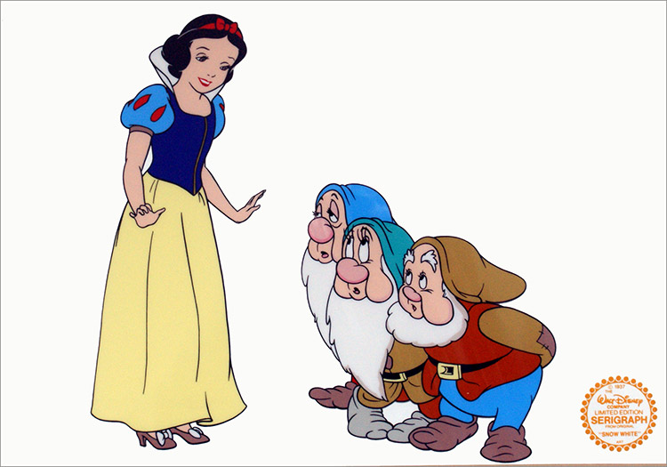 Snow White with 3 Dwarves (Limited Edition Print) by Disney Studio at The Illustration Art Gallery
