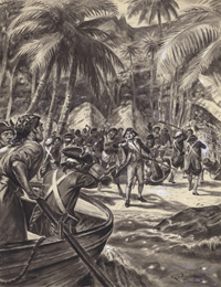 The Death of Captain Cook art by Cecil Doughty