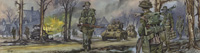 Australian Infantry and Tanks art by Ron Embleton