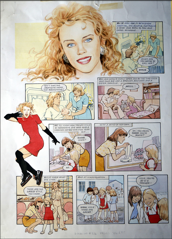 Kylie Minogue - Kylie's Story 1 (TWO pages) (Originals) by Maureen & Gordon Gray Art at The Illustration Art Gallery