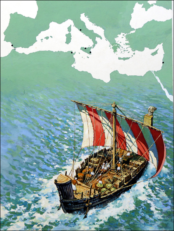 Carthage and Trading in the Mediterranean Sea (Original) by Harry Green Art at The Illustration Art Gallery