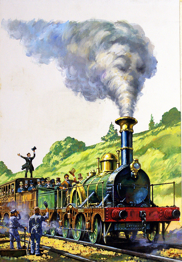 Steam Train at the Opening of part of the Great Western Railway (Original) art by Harry Green Art at The Illustration Art Gallery
