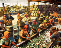 Herring II - Preparing the fish for export (Original Macmillan Poster) (Print)