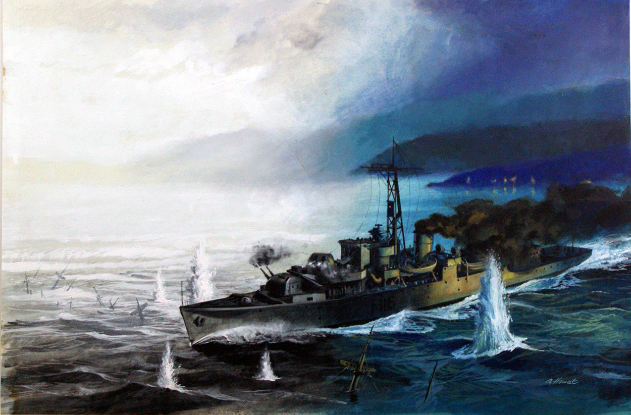 HMS Amethyst and the Yangtze Incident (Original) (Signed) art by British History (Howat) at The Illustration Art Gallery