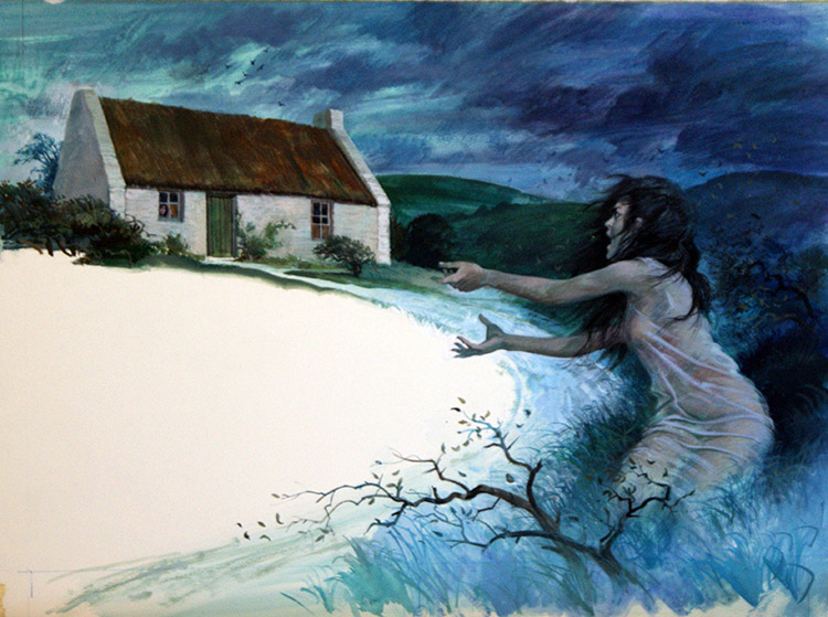 Ghost Haunting a Cottage (Original) by British History (Howat) at The Illustration Art Gallery