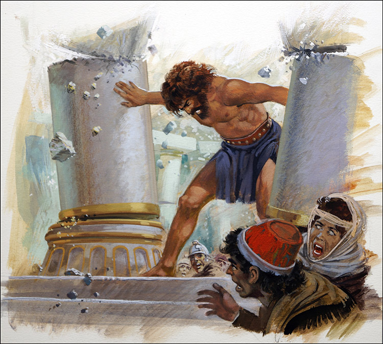 Samson Destroys the Philistines (Original) by Andrew Howat Art at The Illustration Art Gallery