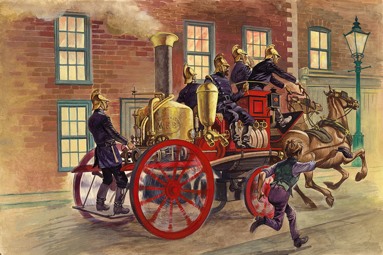 Victorian Fire Engine (Original) art by British History (Peter Jackson) at The Illustration Art Gallery