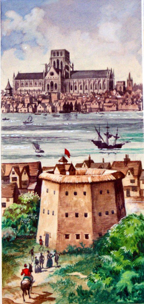 Shakespeare's Globe and St. Paul's Cathedral (Original) art by British History (Peter Jackson) at The Illustration Art Gallery