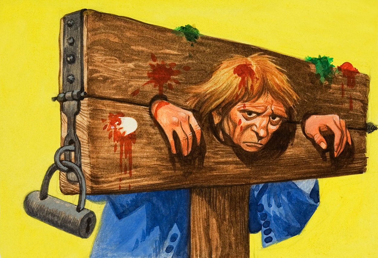 In The Stocks (Original) art by British History (Peter Jackson) at The Illustration Art Gallery