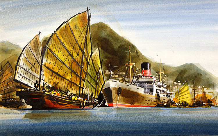 Hong Kong Shipping (Original) by James Leech at The Illustration Art Gallery