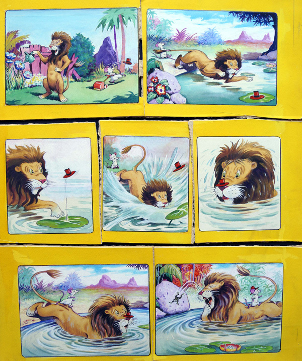 Leo The Friendly Lion - In To The Pond (Original) by Virginio Livraghi Art at The Illustration Art Gallery