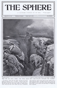 How the Gas Devil comes in the trenches 1915 art by Fortunino Matania