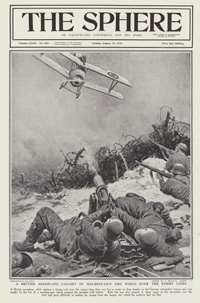 A British Aeroplane caught by German machine guns 1918