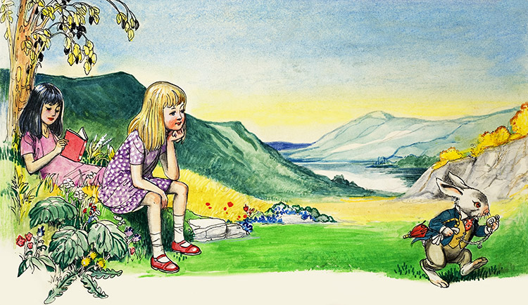 White Rabbit in a Hurry: Alice in Wonderland 01 (Original) by Alice in Wonderland (Mendoza) at The Illustration Art Gallery