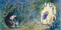 Alice Follows White Rabbit: Alice in Wonderland 05 (Original) (Signed)