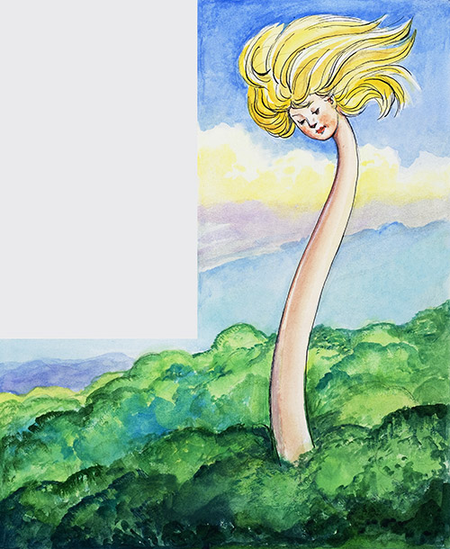 Alice with Her Head in the Clouds: Alice in Wonderland 33 (Original) by Alice in Wonderland (Mendoza) at The Illustration Art Gallery