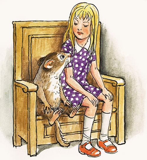Alice sits with the Dormouse: Alice in Wonderland 65 (Original) by Alice in Wonderland (Mendoza) at The Illustration Art Gallery