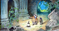 The Wind in the Willows: Badger and Mole at night (Original) (Signed)
