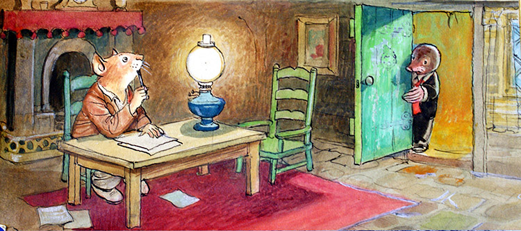 The Wind in the Willows: Rat and Mole in Rat's House (Original) by Wind in the Willows (Mendoza) at The Illustration Art Gallery