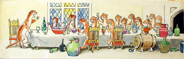 The Wind in the Willows: The Weasel's Banquet (Original) by Wind in the Willows (Mendoza) at The Illustration Art Gallery