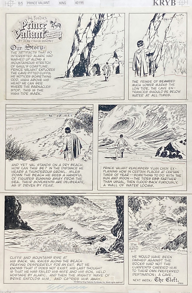 Catastrophic High Tide for Prince Valiant (Original) (Signed) art by John Cullen Murphy Art at The Illustration Art Gallery