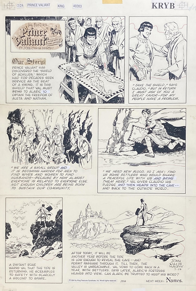 Prince Valiant & The Shield of Achilles (Original) (Signed) art by John Cullen Murphy Art at The Illustration Art Gallery