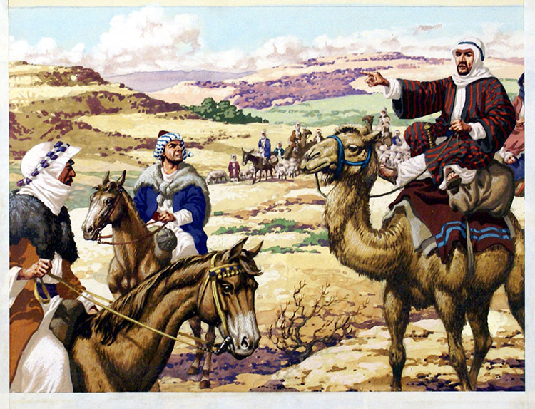Biblical Camel scene (Original) by Bible Stories (Pat Nicolle) at The Illustration Art Gallery