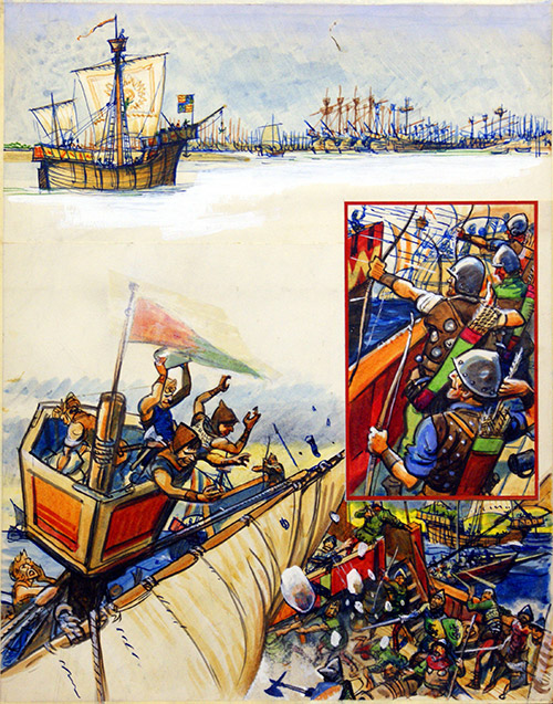 Scrapbook of the British Sailor: Slaughter at Sluys (Original) by Eric Parker Art at The Illustration Art Gallery