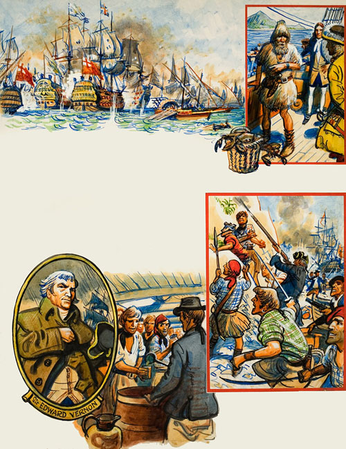 Scrapbook of the British Sailor: four scenes from history (Original) by Eric Parker Art at The Illustration Art Gallery