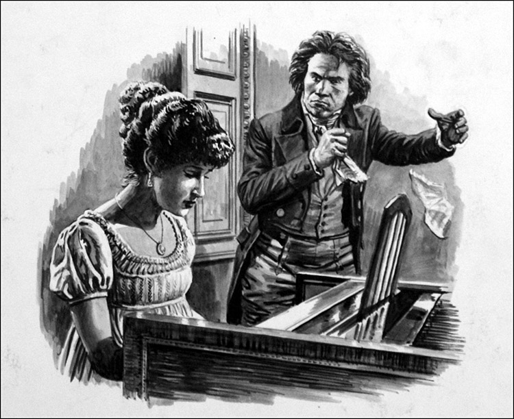 Beethoven and Pupil (Original) by Roger Payne Art at The Illustration Art Gallery