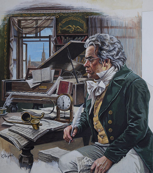 Beethoven - A Tragic World of Silence (Original) by Roger Payne Art at The Illustration Art Gallery