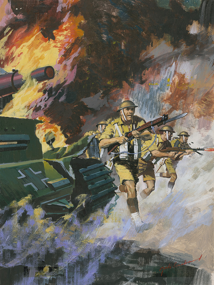 Battle Picture Library cover #174  'Blaze of Action' (Original) (Signed) art by Jordi Penalva Art at The Illustration Art Gallery