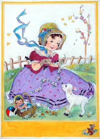 Girl with Lamb and Daisies (Original)