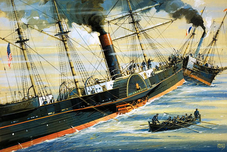 Disaster on the Blue Riband Challenge (Original) (Signed) by John S Smith Art at The Illustration Art Gallery