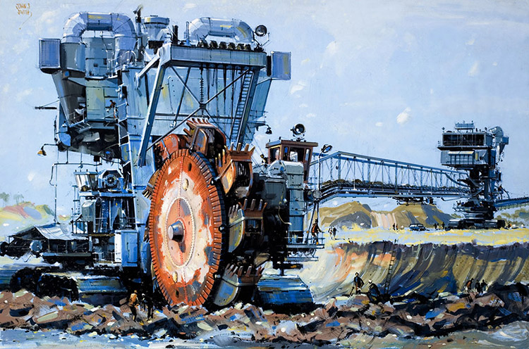 Mighty Machines: Giant Digger (Original) (Signed) by John S Smith Art at The Illustration Art Gallery