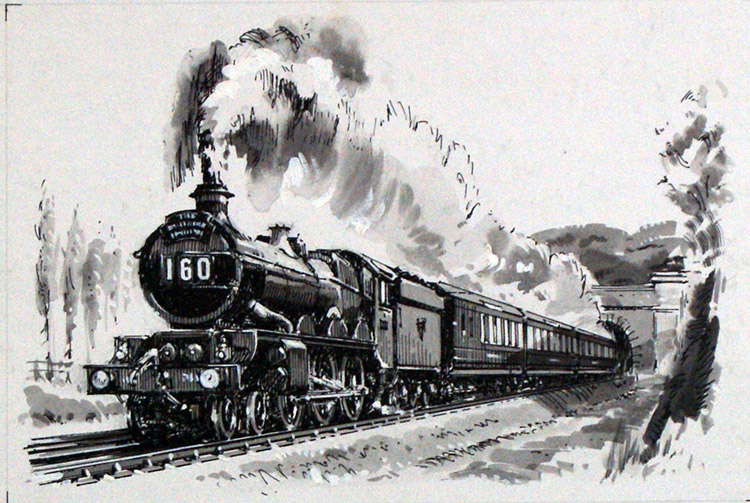 Great Western Steam Locomotive (Original) by John S Smith at The Illustration Art Gallery