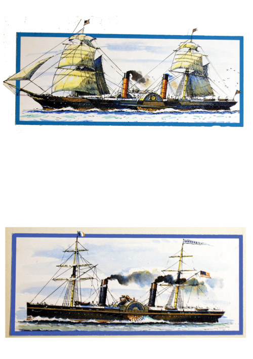 Paddle Steamers: The Persia and Vanderbilt (Originals) by John S Smith at The Illustration Art Gallery