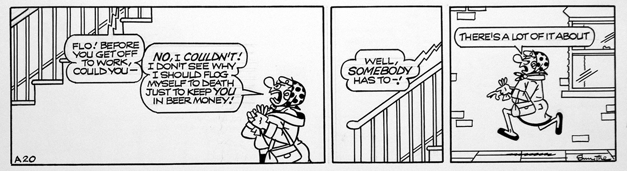 Andy Capp daily strip 23rd January 1992 (Original) (Signed) art by Reg Smythe Art at The Illustration Art Gallery