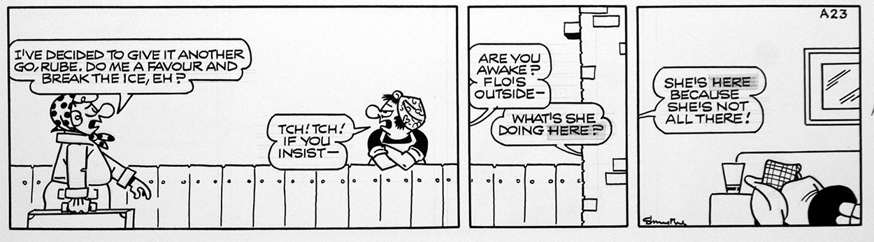 Andy Capp daily strip 27th January 1992 (Original) (Signed) art by Reg Smythe Art at The Illustration Art Gallery