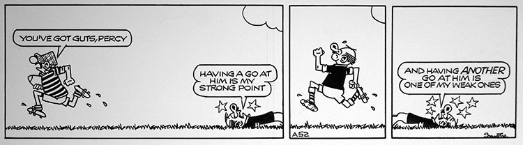 Andy Capp daily strip 29th February 1992 Rugby Strong Point (Original) (Signed) by Reg Smythe at The Illustration Art Gallery