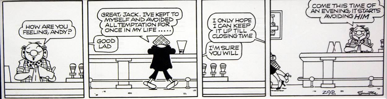 Andy Capp daily strip 17th April 1991 (Original) (Signed) art by Reg Smythe Art at The Illustration Art Gallery